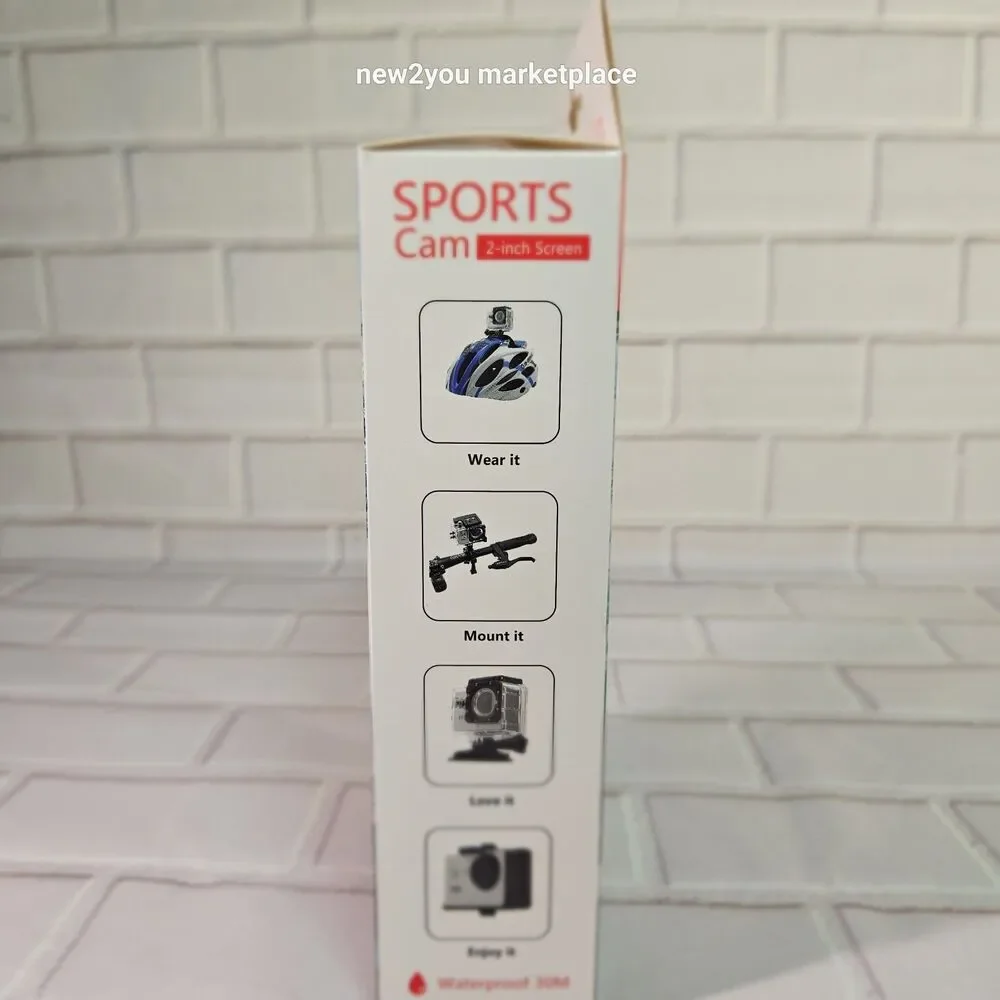 Sports Cam 1080P Waterproof 30M Action Full HD 2.0 Inch Screen Camera NIB